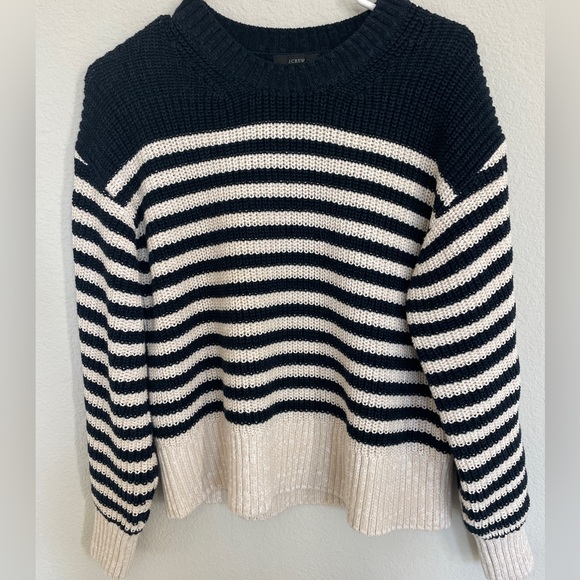 NWT J.Crew Oversized Crewneck Sweater in Stripe, XS - Picture 1 of 10